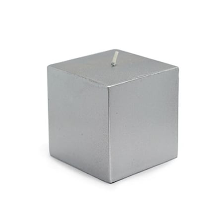 Zest Candle CPZ-136-12 3 X 3 In. Metallic Silver Square Pillar Candles -12pcs-Case- Bulk